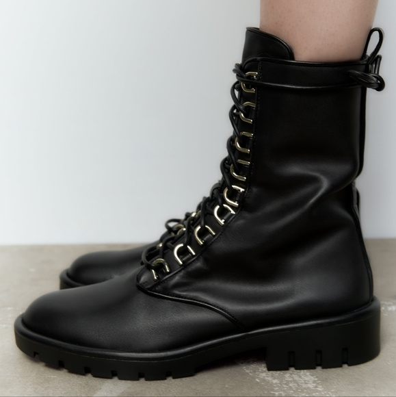 NWT Zara Geniune Leather High Top Boots - Picture 3 of 11